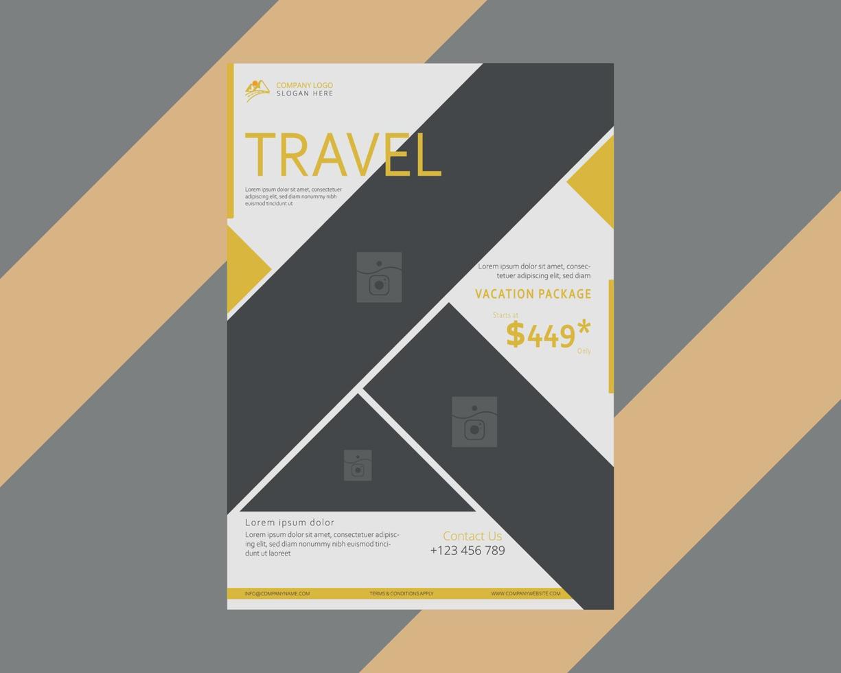 Travel poster or flyer pamphlet brochure design for a modern travel agencies. Promotional summer holiday travel flyer. vector