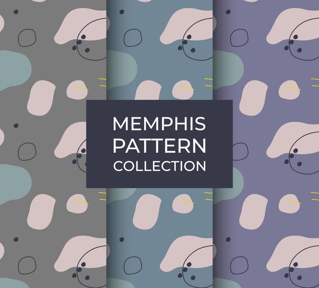 Memphis Pattern Collection In Natural Contemporary Style. Vector Illustration