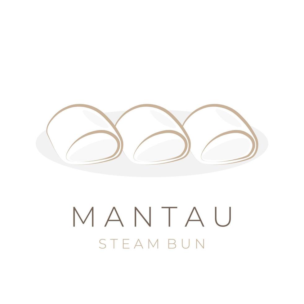 Logo Illustration Line Art Mantau Chinese Steamed Round Bun vector