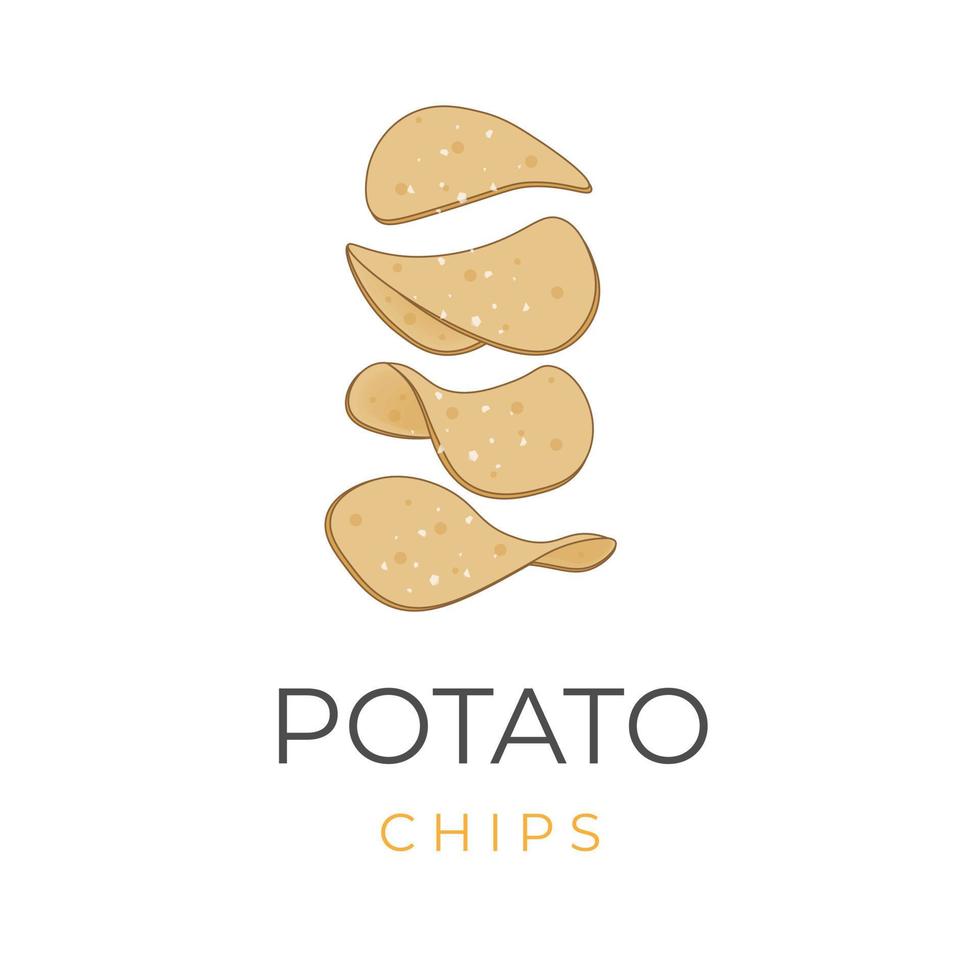 crujiente patata papas fritas apilar ilustración logo vector