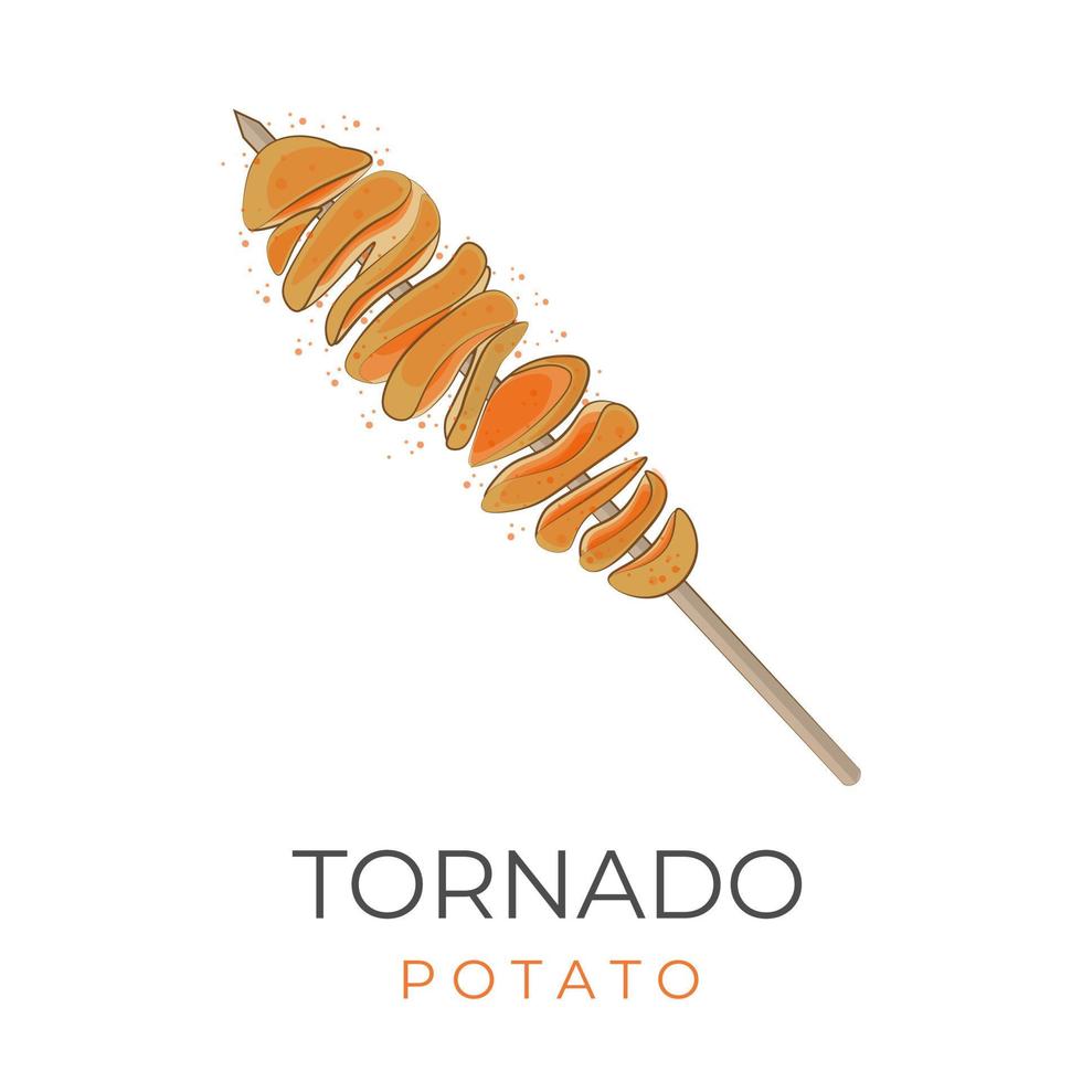 Korean Street Food Illustration Logo hweori gamja Spiral Potato Or Spicy Tornado Potato vector