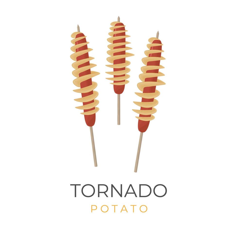 coreano calle comida ilustración logo hweori gamja o tornado patata caliente perro con salchicha relleno vector