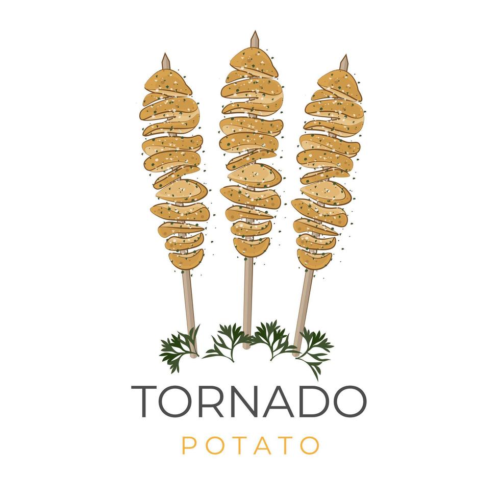 Ready To Eat Spiral Potato Or Tornado Potato Illustration Logo vector