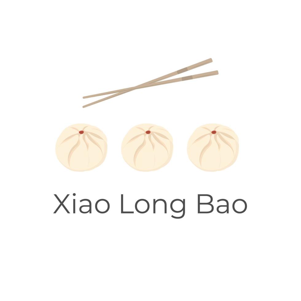 Chinese stuffed bun Xiao Long Bao or shoronpou Illustration Logo With Chopsticks And Ready To Eat vector