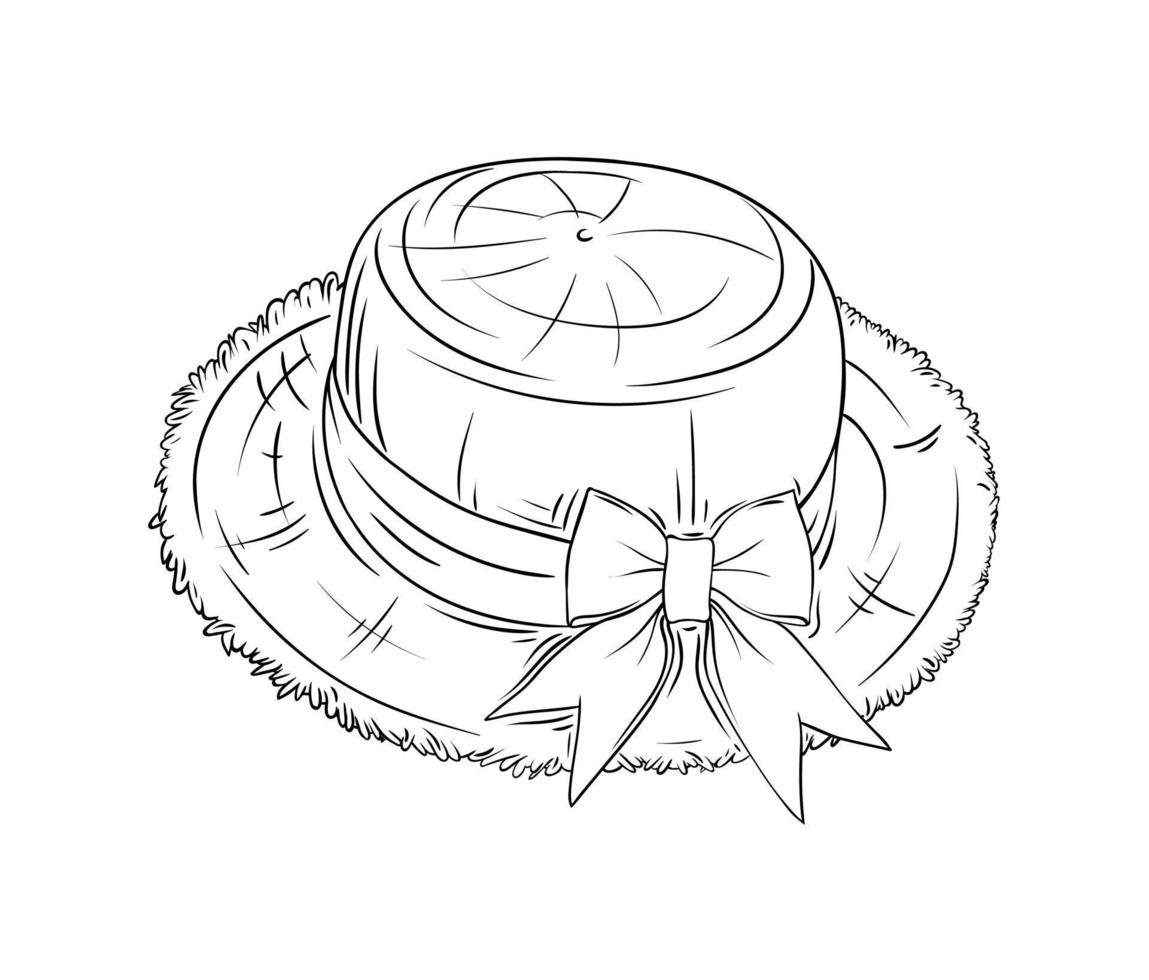 straw hat clip art black and white