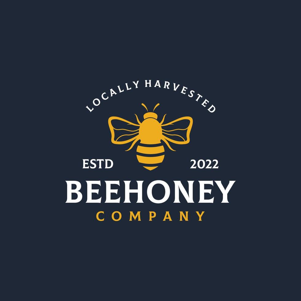 Organic honey bee farm logo template design.Logo for business, honey shop,herbs,label. vector