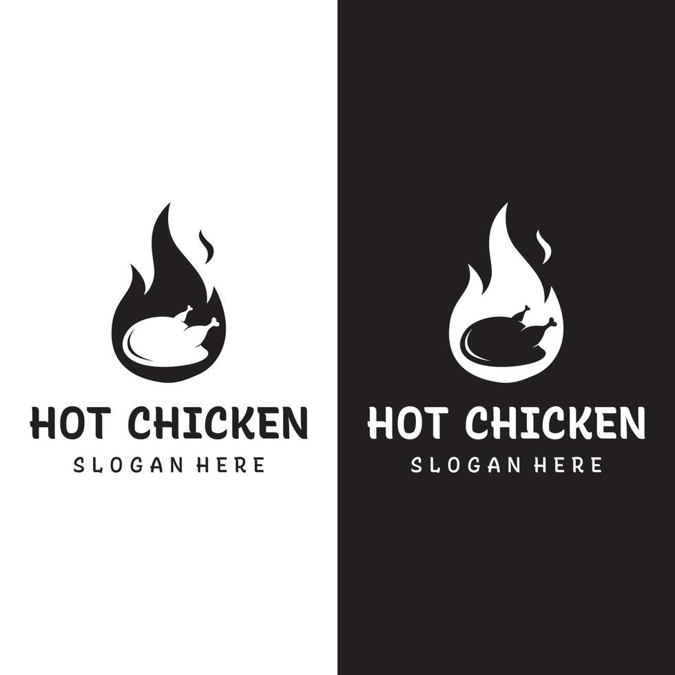 Hot chicken and chicken leg logo template design, logo for restaurant, fried chicken,fast food and business. vector