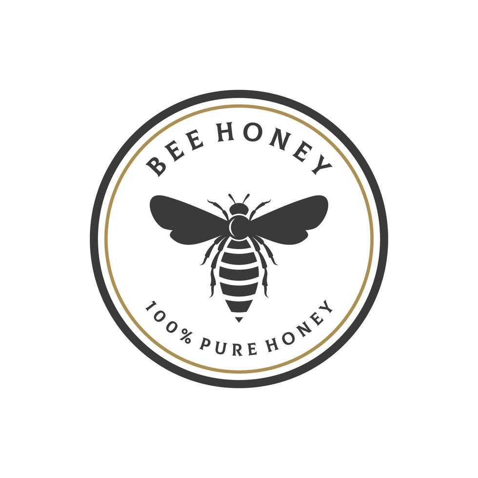 Organic honey bee farm logo template design.Logo for business, honey shop,herbs,label. vector