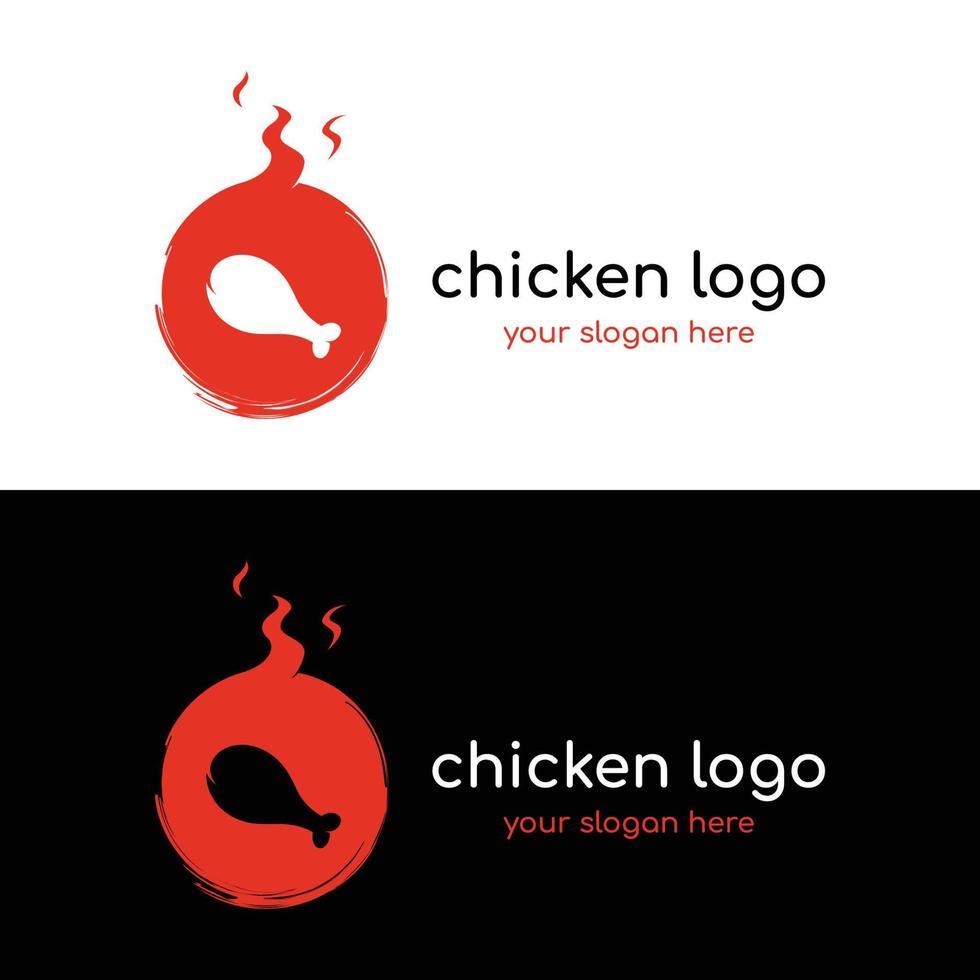 caliente pollo y pollo pierna logo modelo diseño, logo para restaurante, frito pollo, rapido comida y negocio. vector