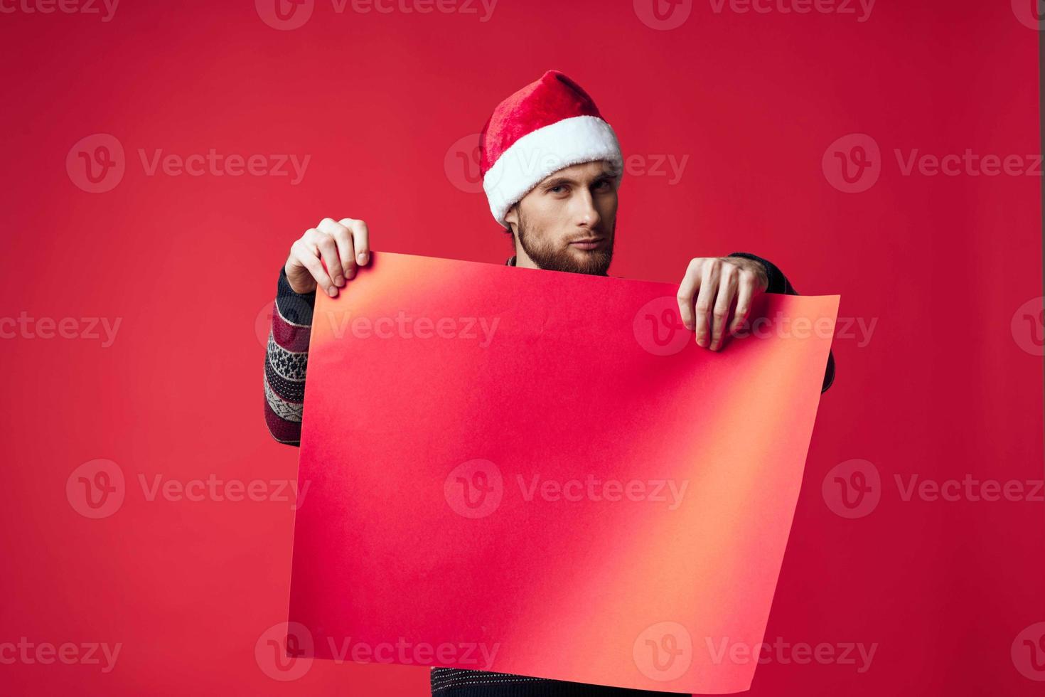 handsome man in New Year's clothes advertising copy space isolated background photo
