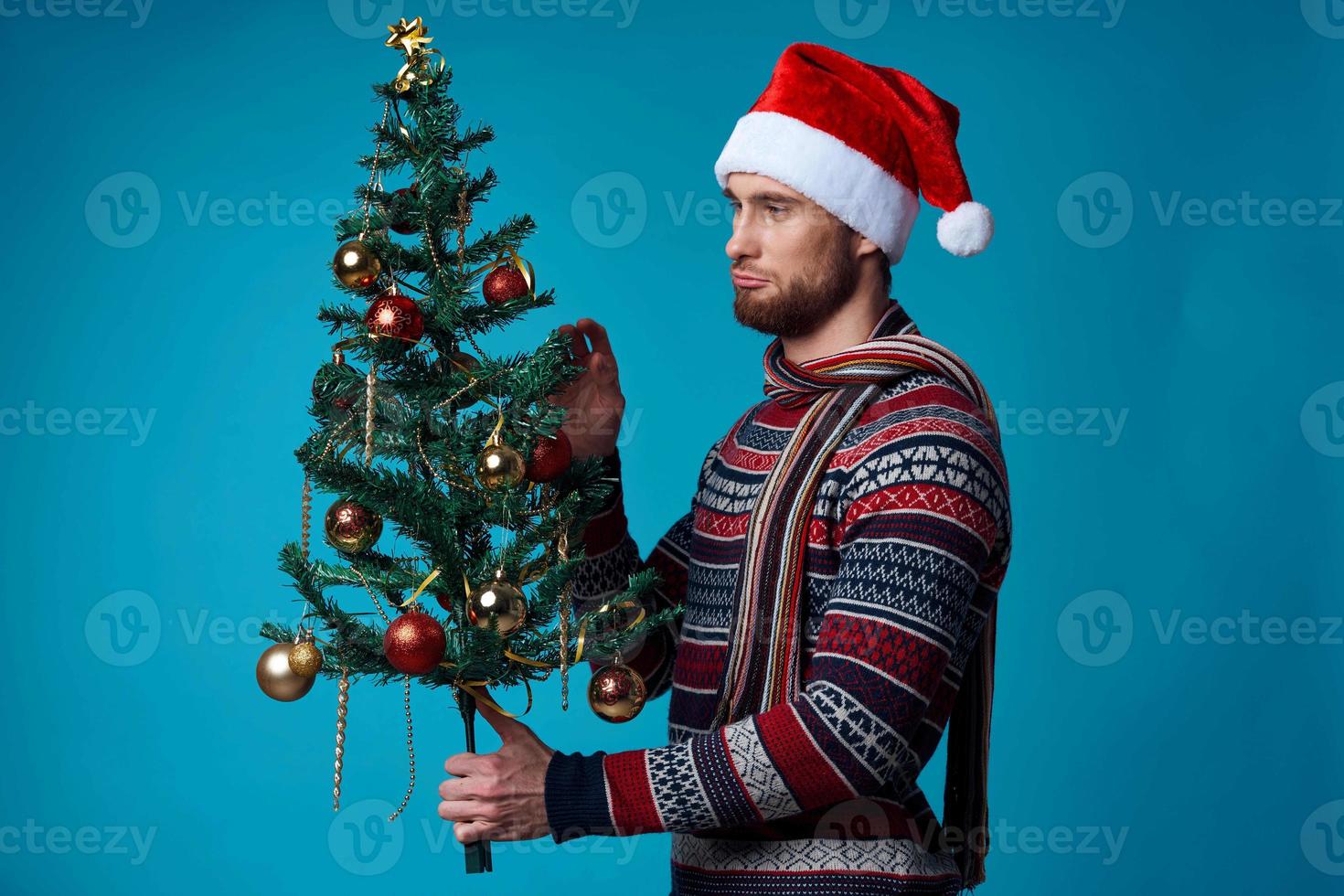 hermoso hombre en nuevo años ropa publicidad Copiar espacio estudio posando foto