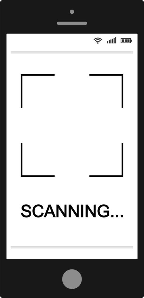 Mobile phone smartphone with QR code scanning process vector