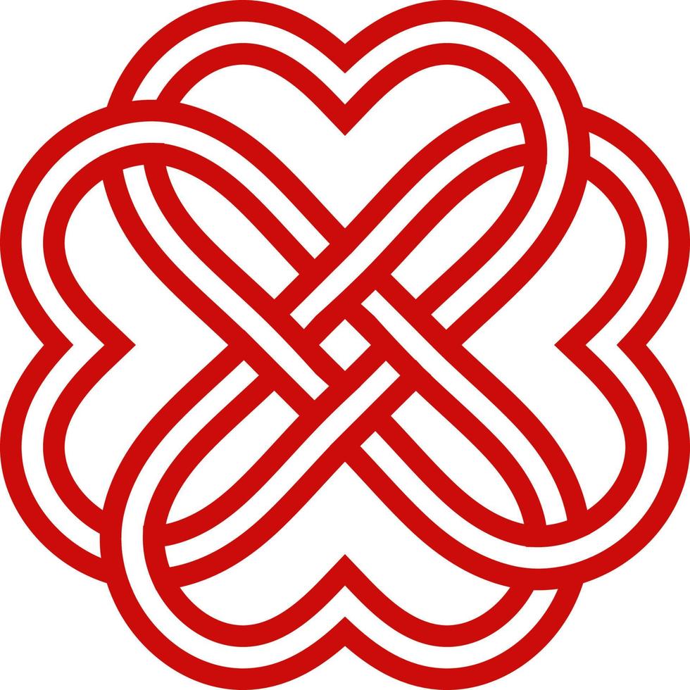 Celtic knot red hearts in the shape lower vector