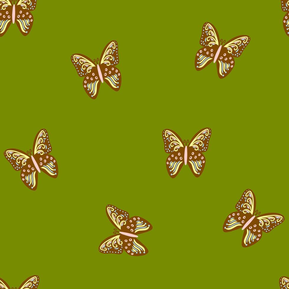 seamless pattern with butterflies,womans print for wallpaper,kids fabric,nursery interior,dark green background. vector