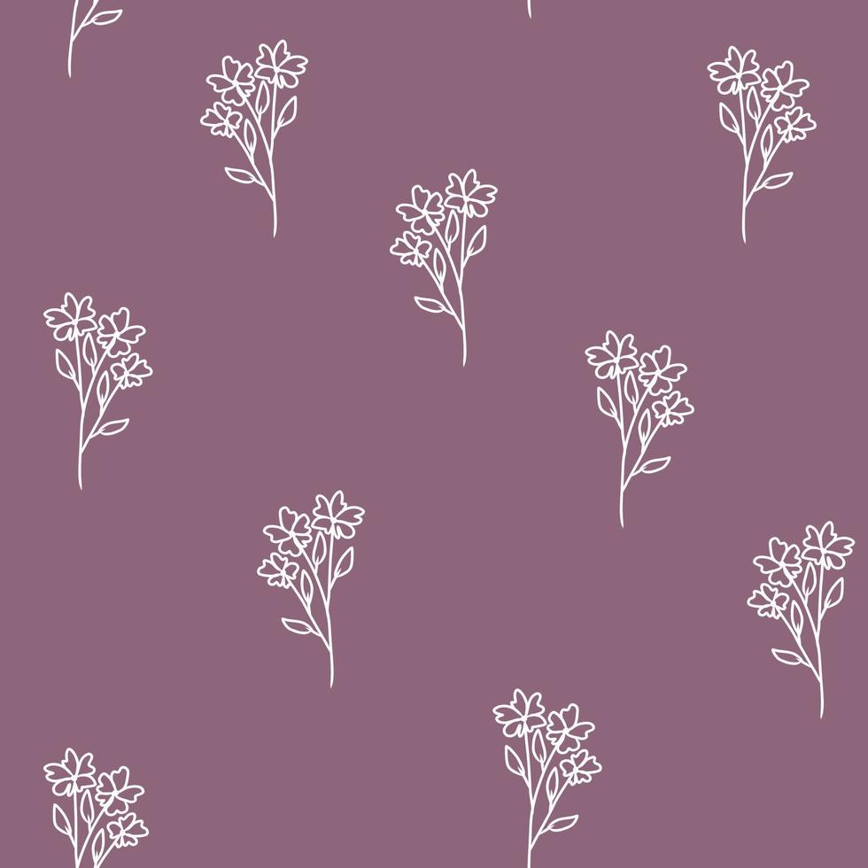 Hand drawn seamless pattern with simple abstract flowers.Vintage botanical illustration for home decor, interior design, wallpaper, kids fashion, print for cover design,packaging paper. vector