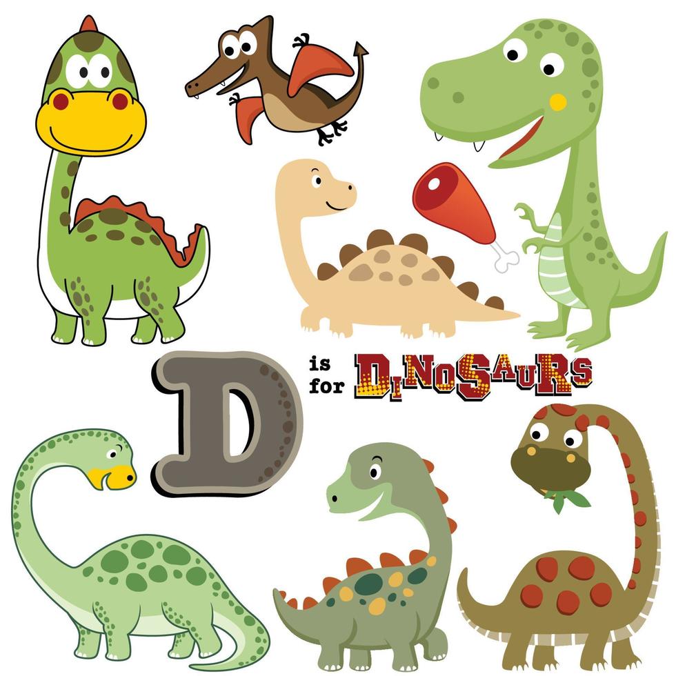vector conjunto de dinosaurios dibujos animados en diferente poses