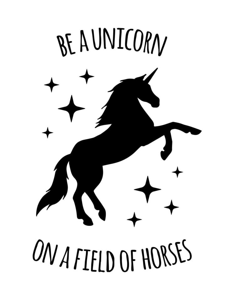 Vector unicorn silhouette with quote card