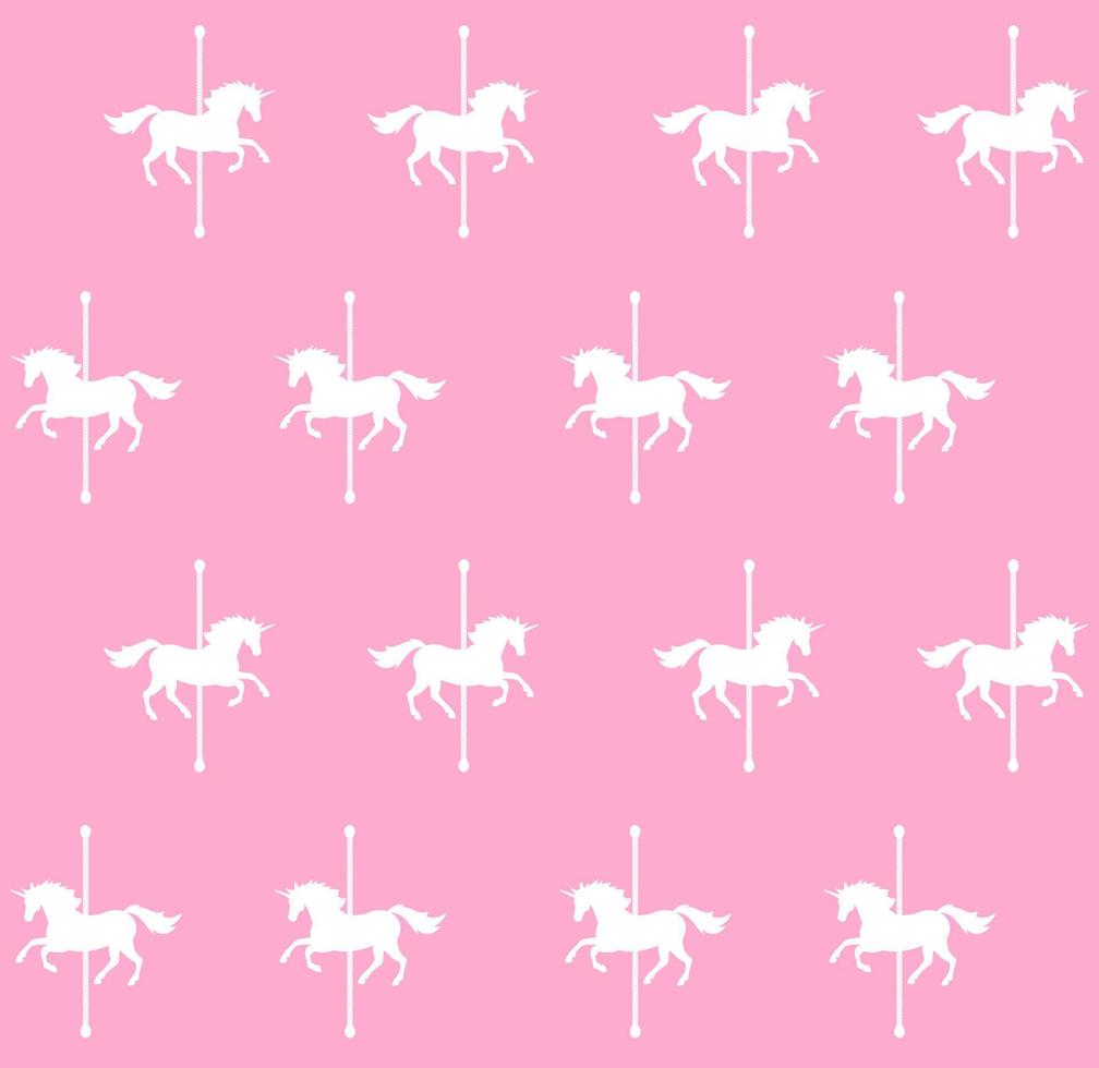 Vector seamless pattern of white carousel on pink