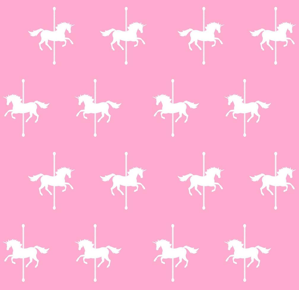 Vector seamless pattern of white carousel on pink