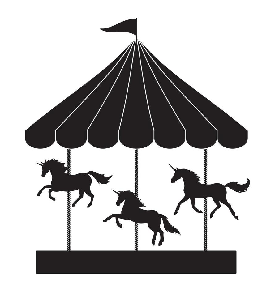 Vector black unicorn carousel silhouette