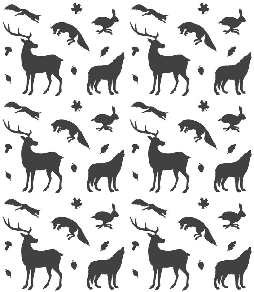 Vector seamless pattern of wild forest animal