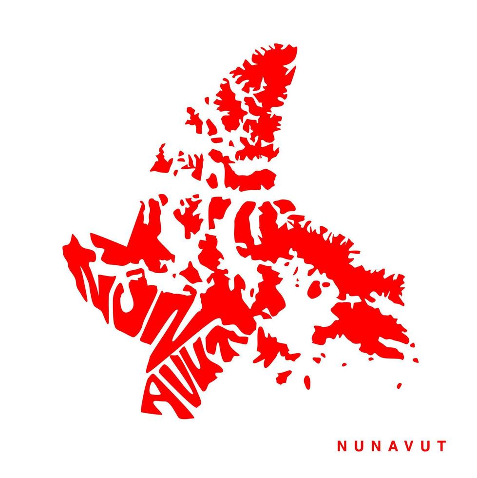 Nunavut map lettering art. Nunavut map typography. vector