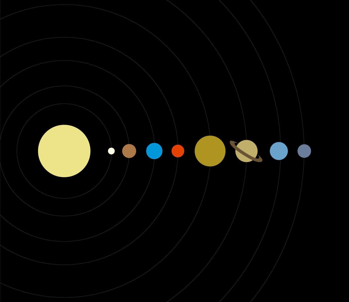 solar sistema vector icono. el nueve planetas en negro antecedentes.