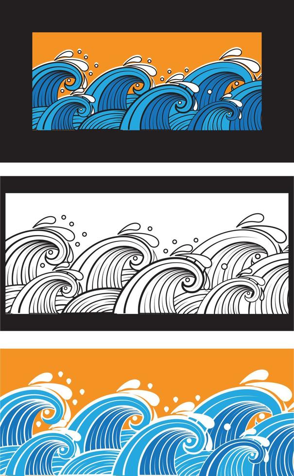 vector ilustración de mar olas