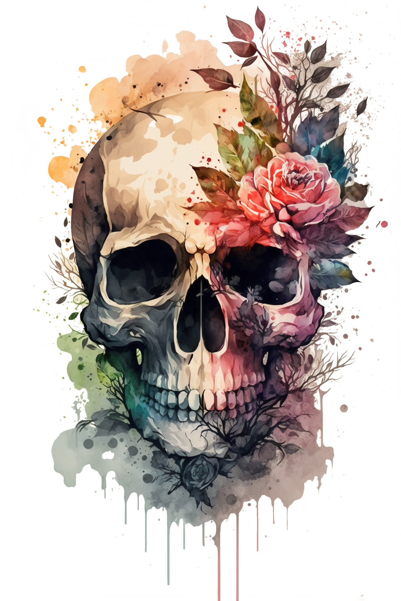 Watercolor Floral Skulls Clipart PNG Sublimation, Transparent Skulls with  Flowers, witch png, Flower skull Clipart, generative ai. 22245700 PNG