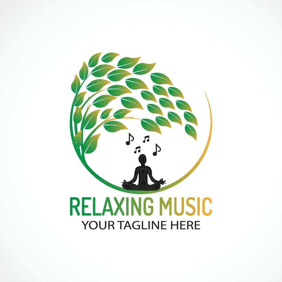 Relaxing music logo template design vector