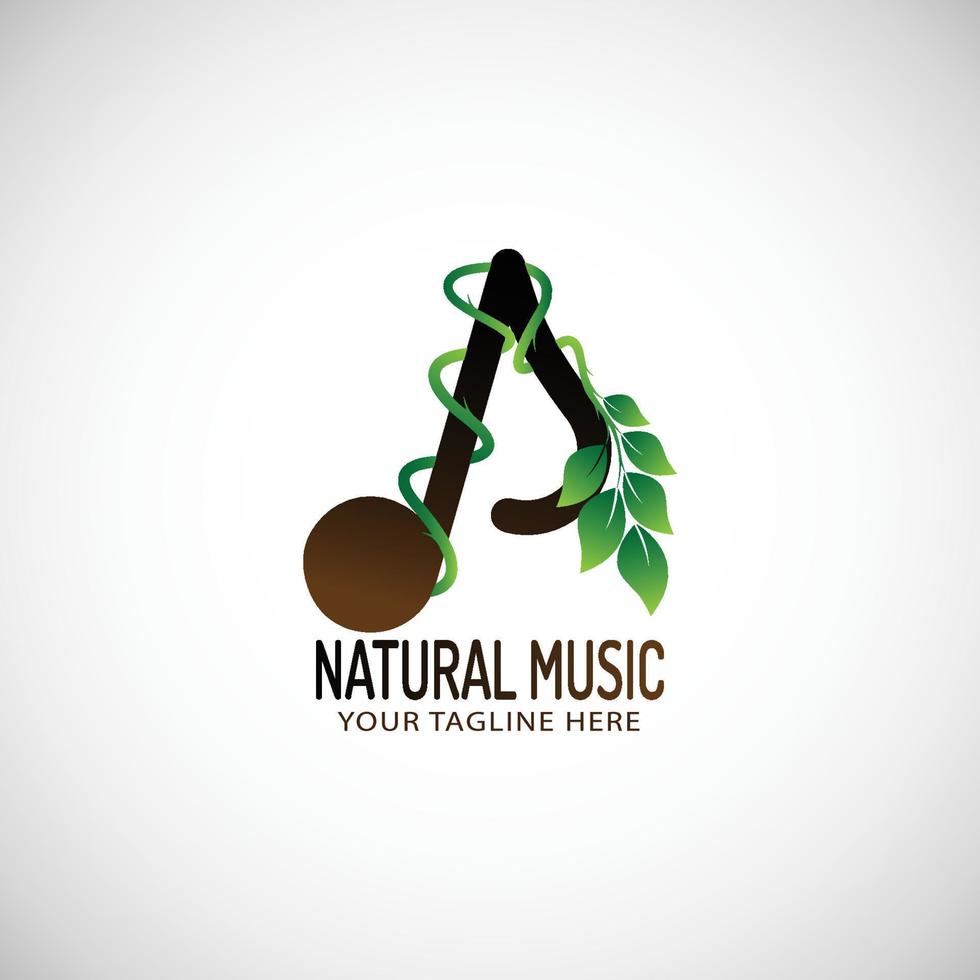 Natural leaf music free logo design vector