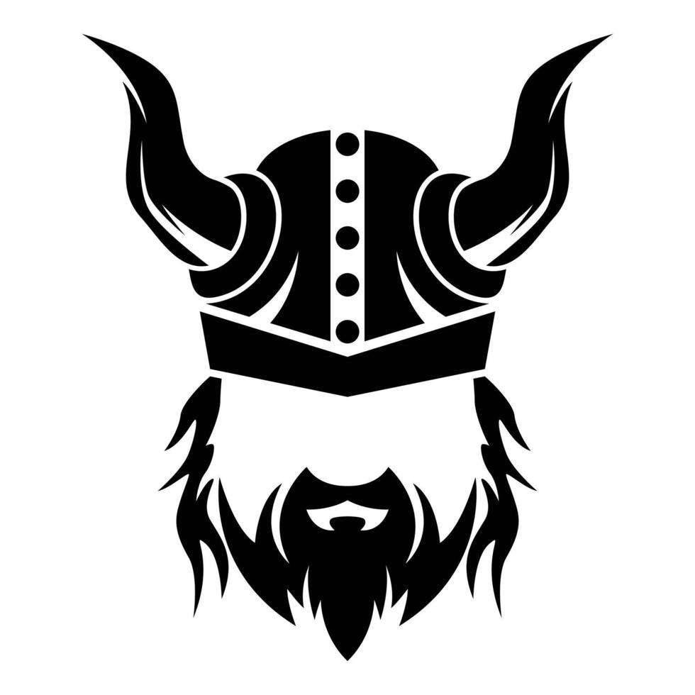 Monochrome vector bearded and mustached viking