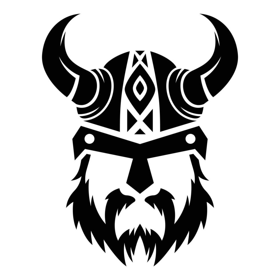 Monochrome vector bearded and mustached viking