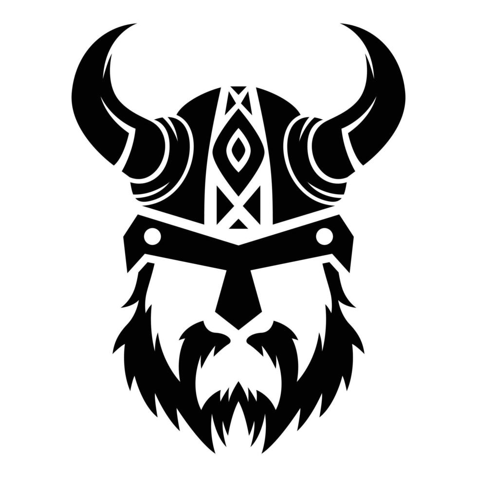 monocromo vector barbado y bigotudo vikingo