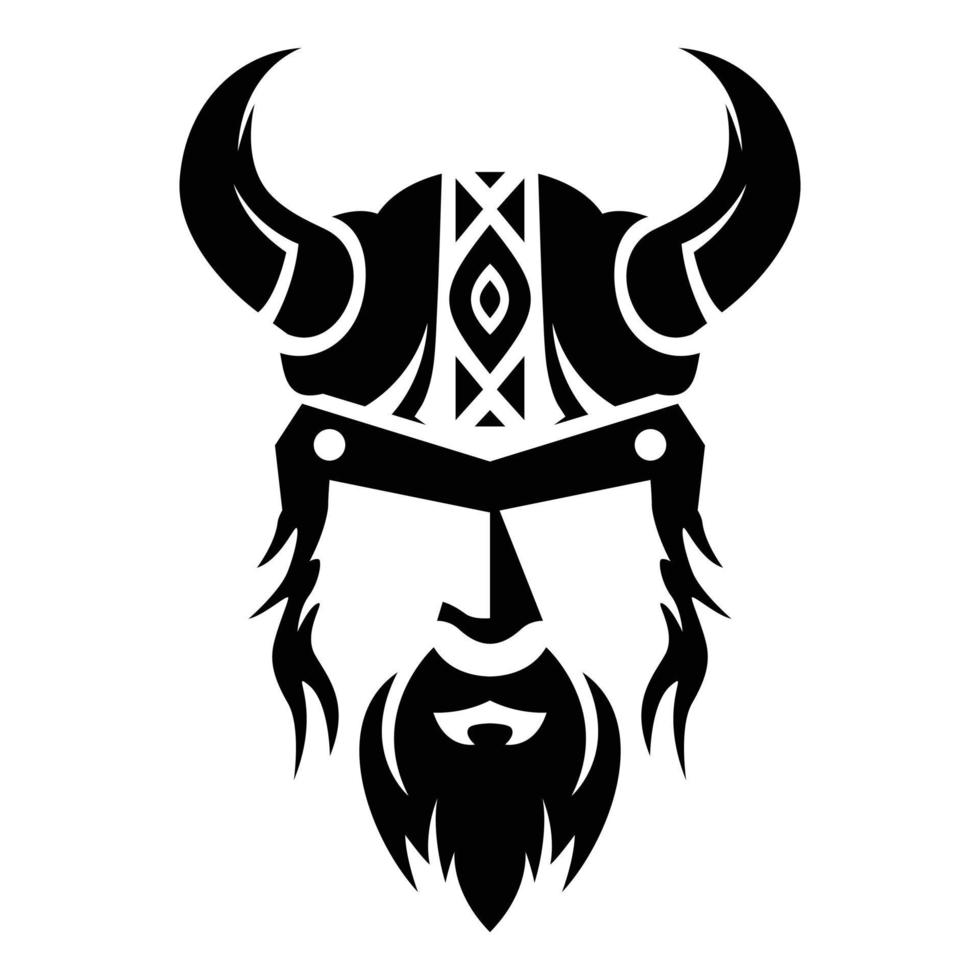 Clásico vector vikingo con cuernos escandinavo emblema ilustración