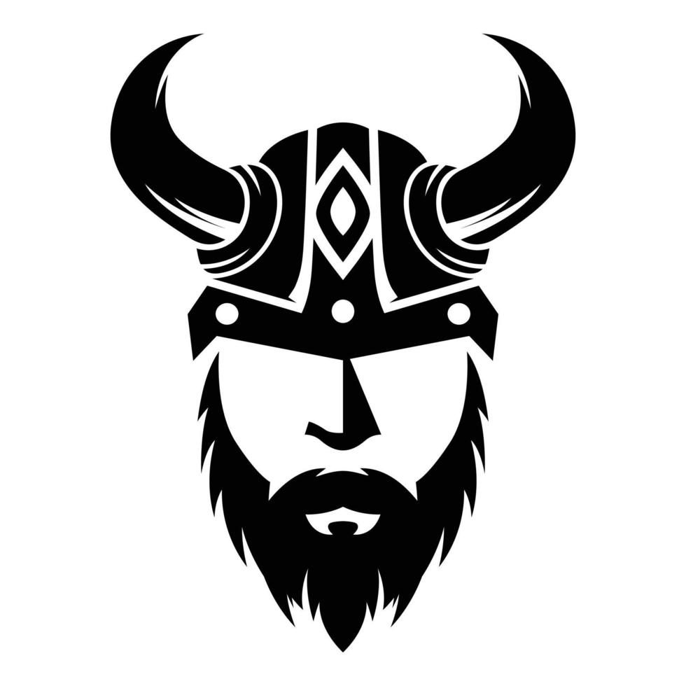 Monochrome vector bearded and mustached viking