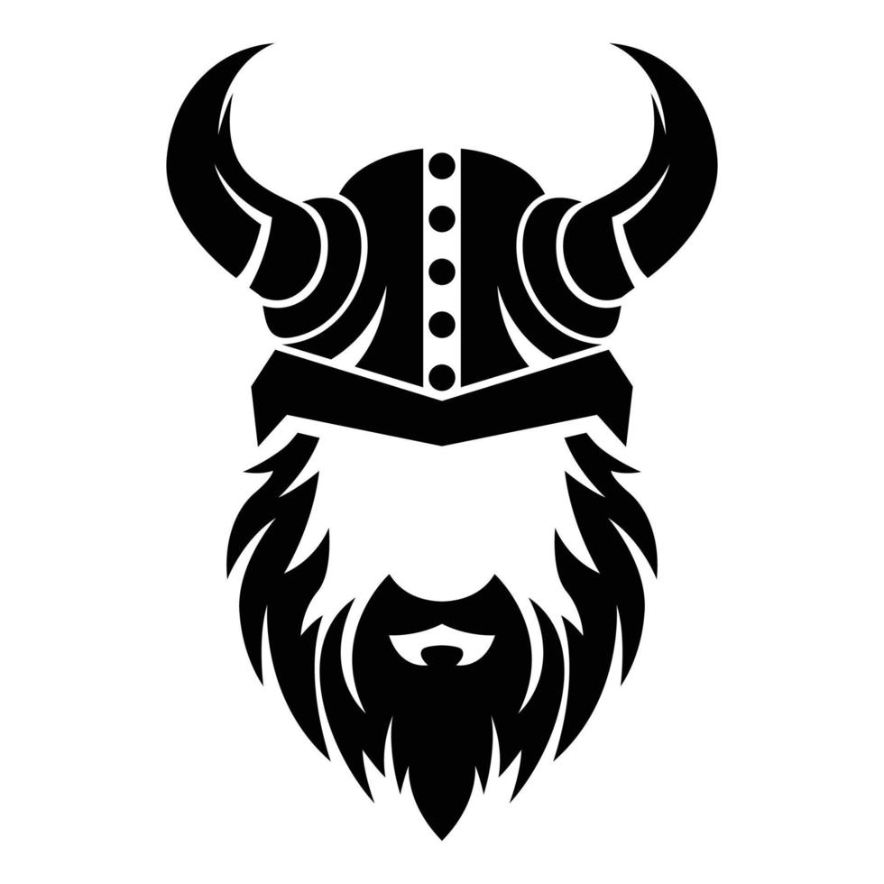 Monochrome vector bearded and mustached viking