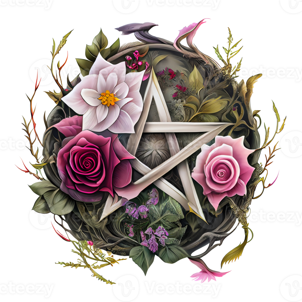 vattenfärg pentagram gouache element, halloween, mystik. trolldom attribut. målning, , generativ ai. png