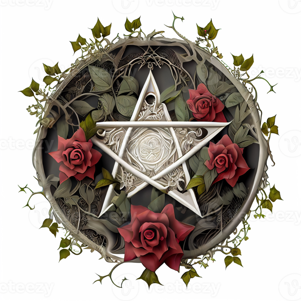 Aquarell Pentagramm Gouache Elemente, Halloween, Mystik. Hexerei Attribute. malen, , generativ ai. png