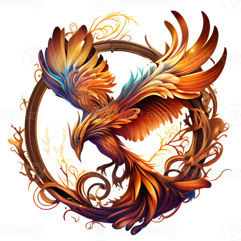 Mystical mythical character Phoenix, phoenix bird on a transparent