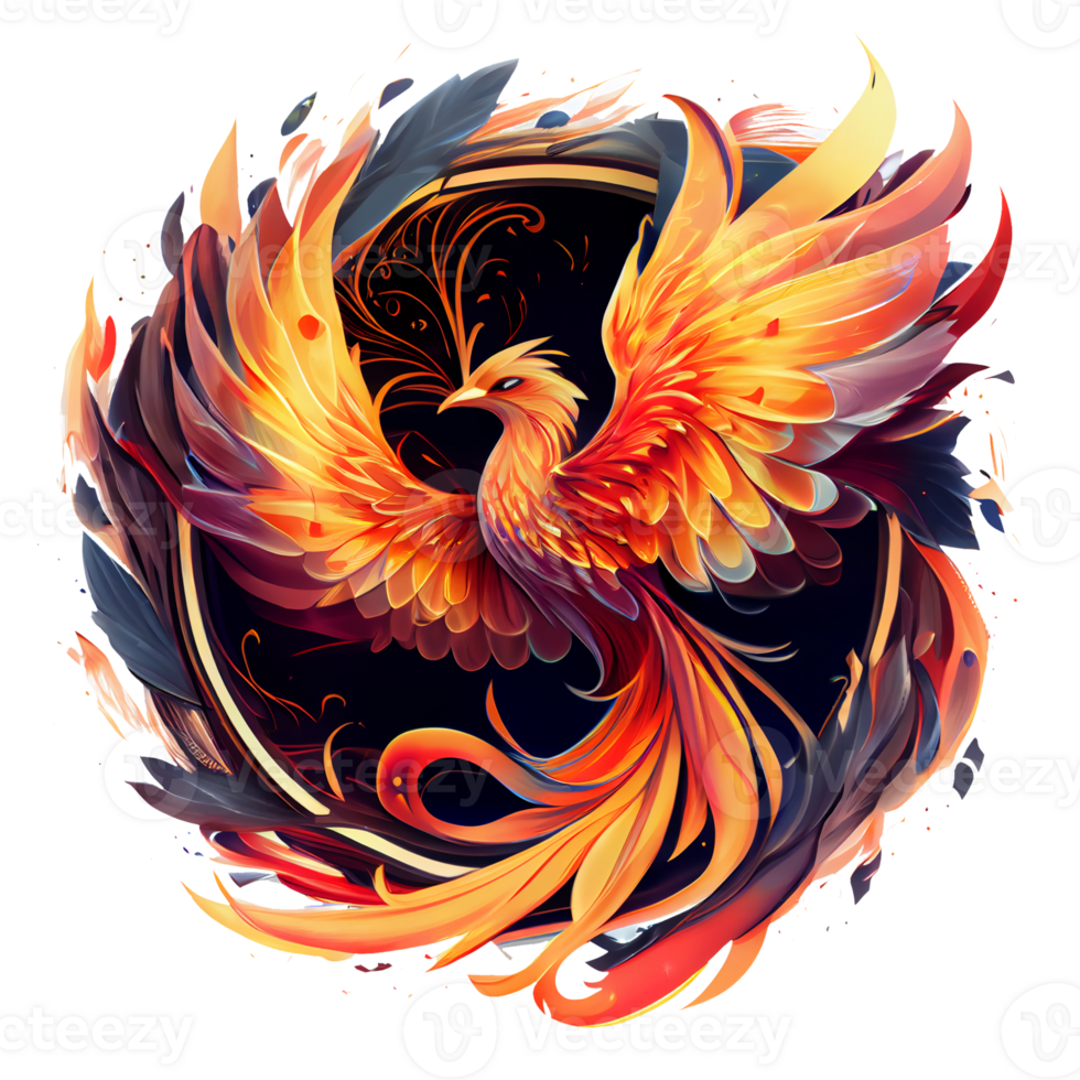 Mystical mythical character Phoenix, phoenix bird on a transparent background, phoenix logo, generative ai, png