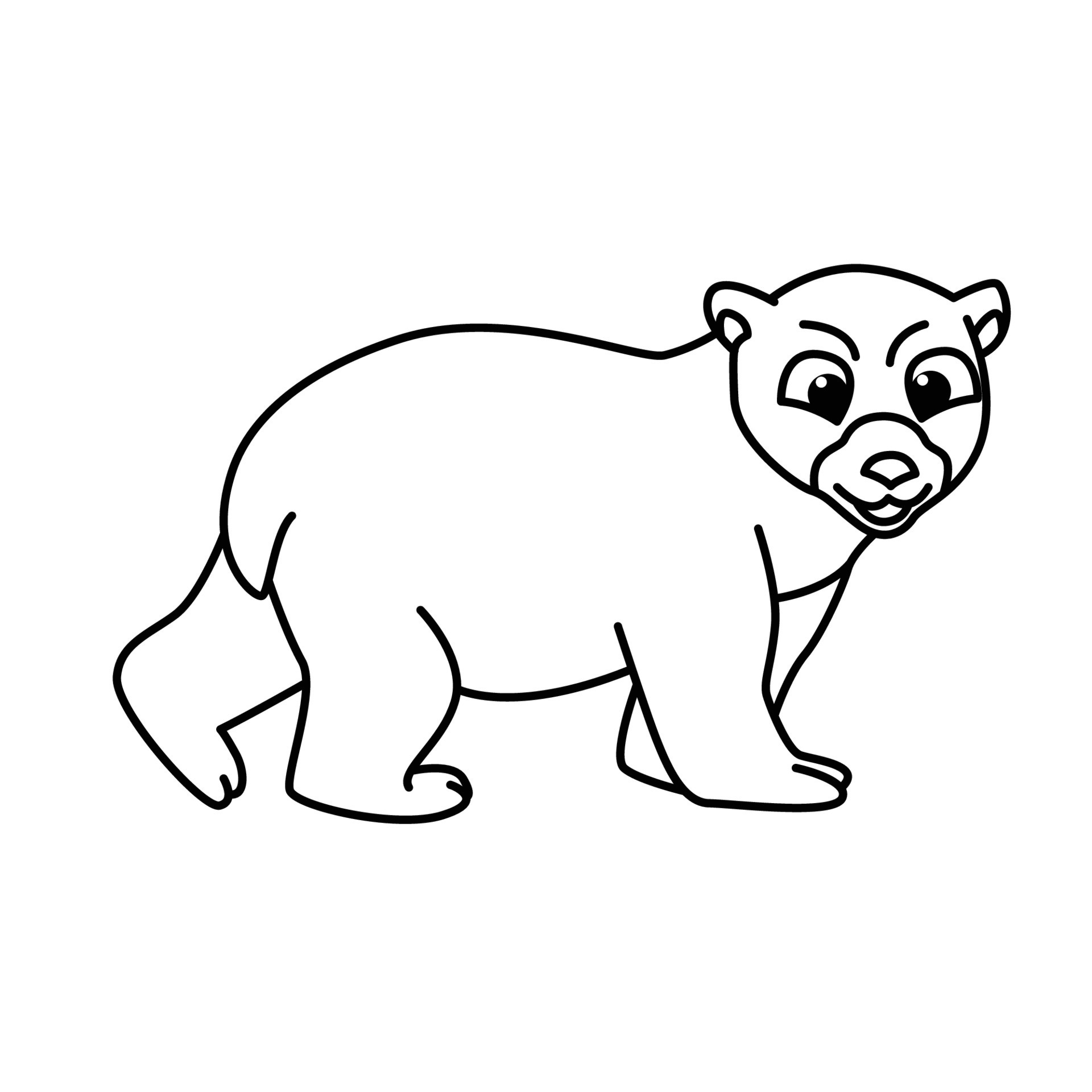 Cute bear cartoon characters vector illustration. For kids coloring ...