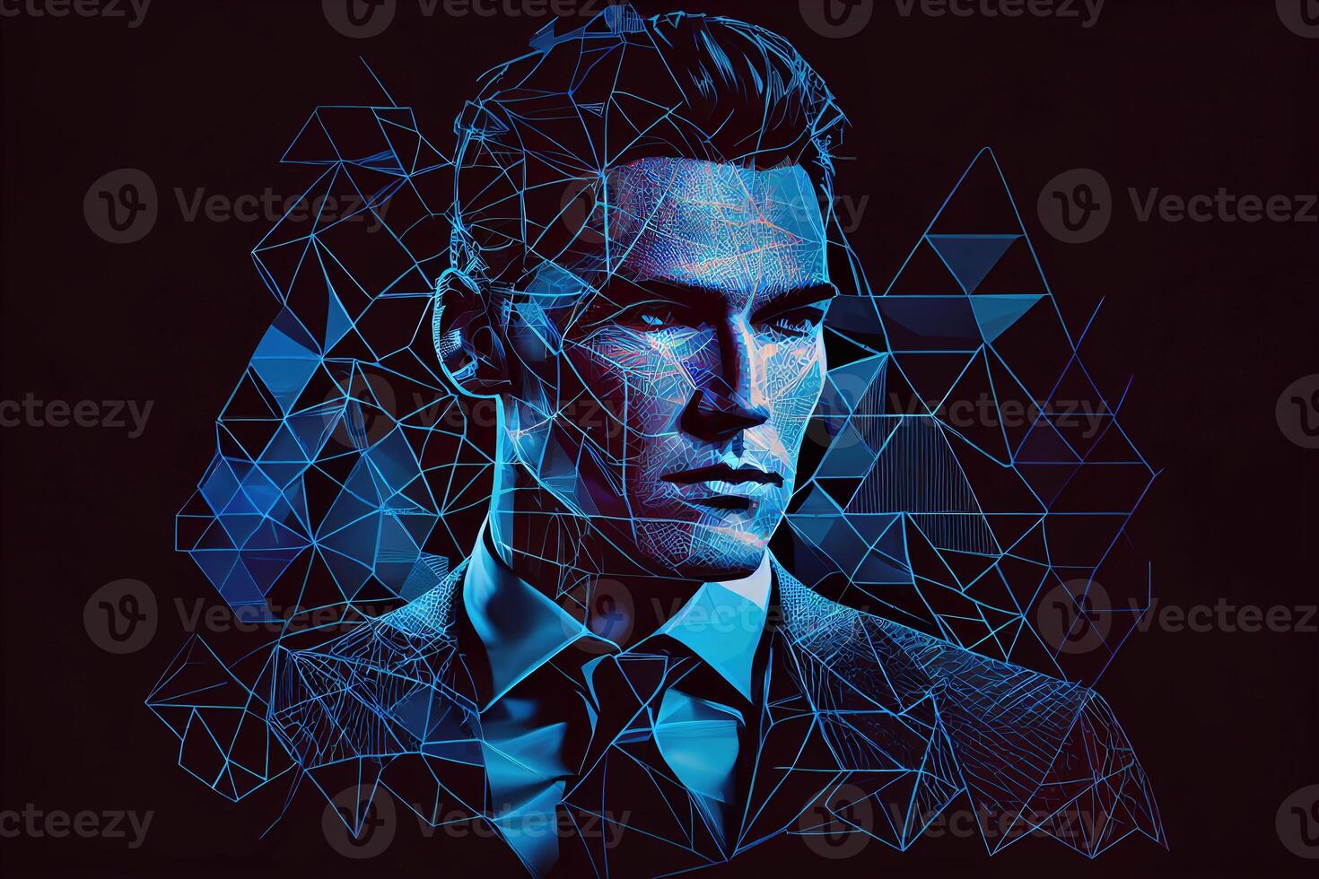 Lines connected to thinkers, symbolizing the meaning of artificial intelligence AI photo