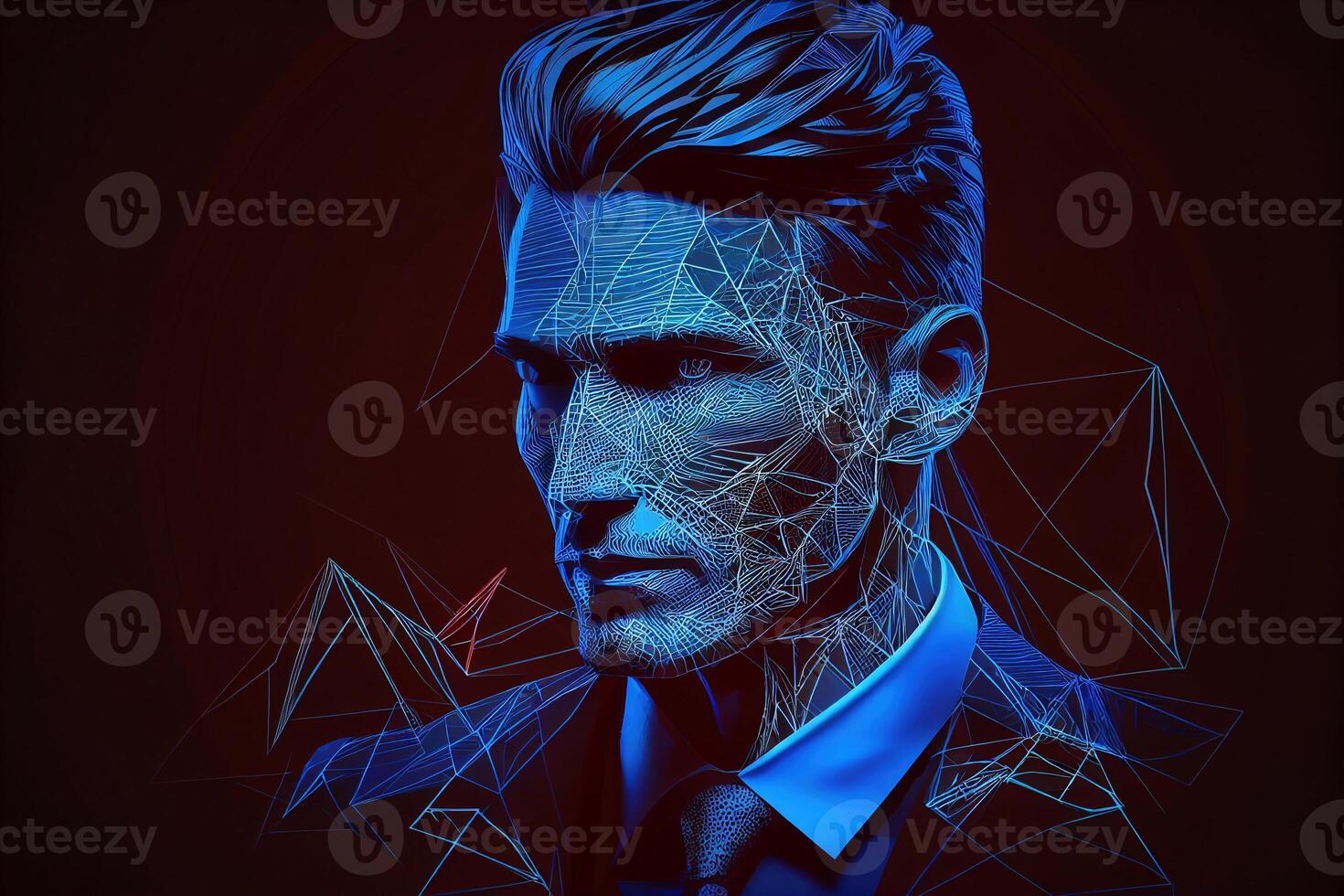 Lines connected to thinkers, symbolizing the meaning of artificial intelligence AI photo