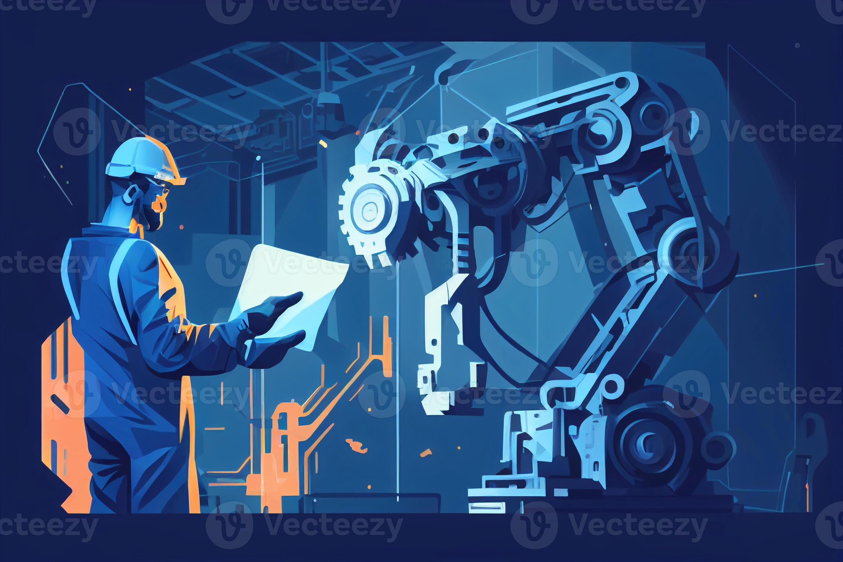 mechanical technician in service and safety work by stop machine. AI