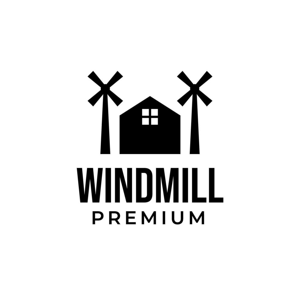 Vector windmill house logo design concept illustration idea