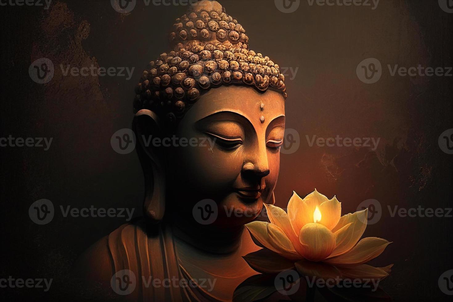 Buddha Statue realistic. illustration of paints AI photo