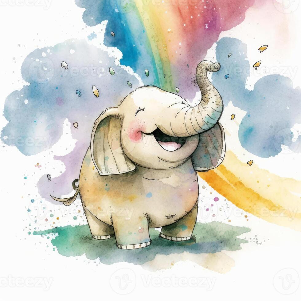 happy laughing elephant . Style of a children's book photo