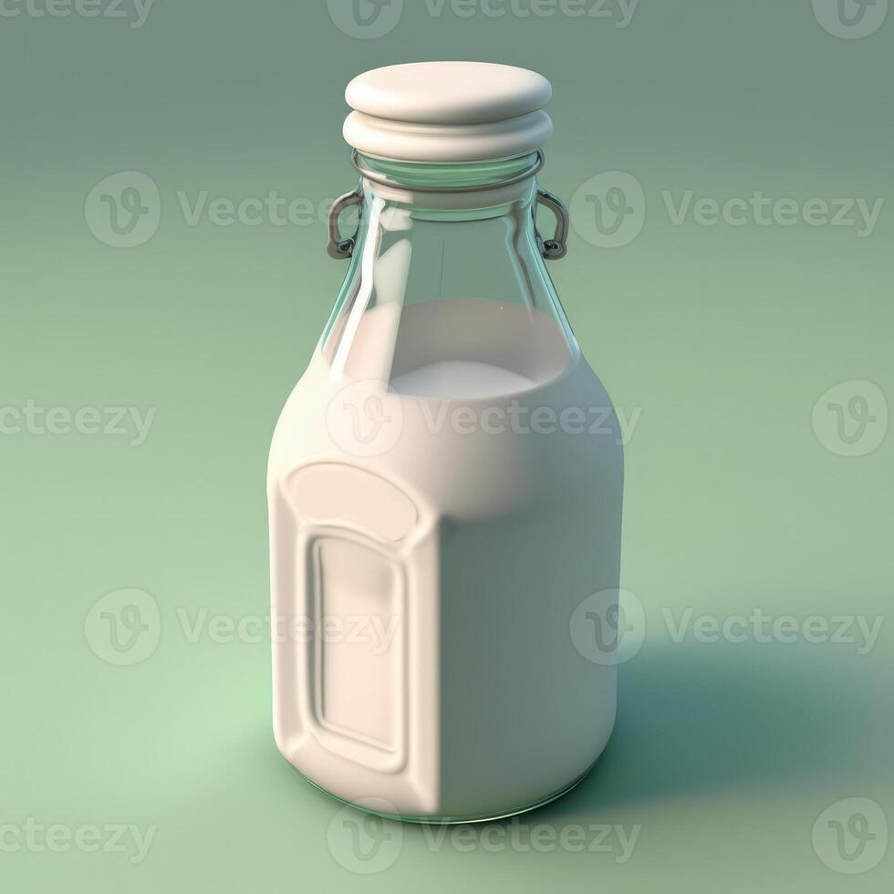 cute milk white bottle on plane background photo