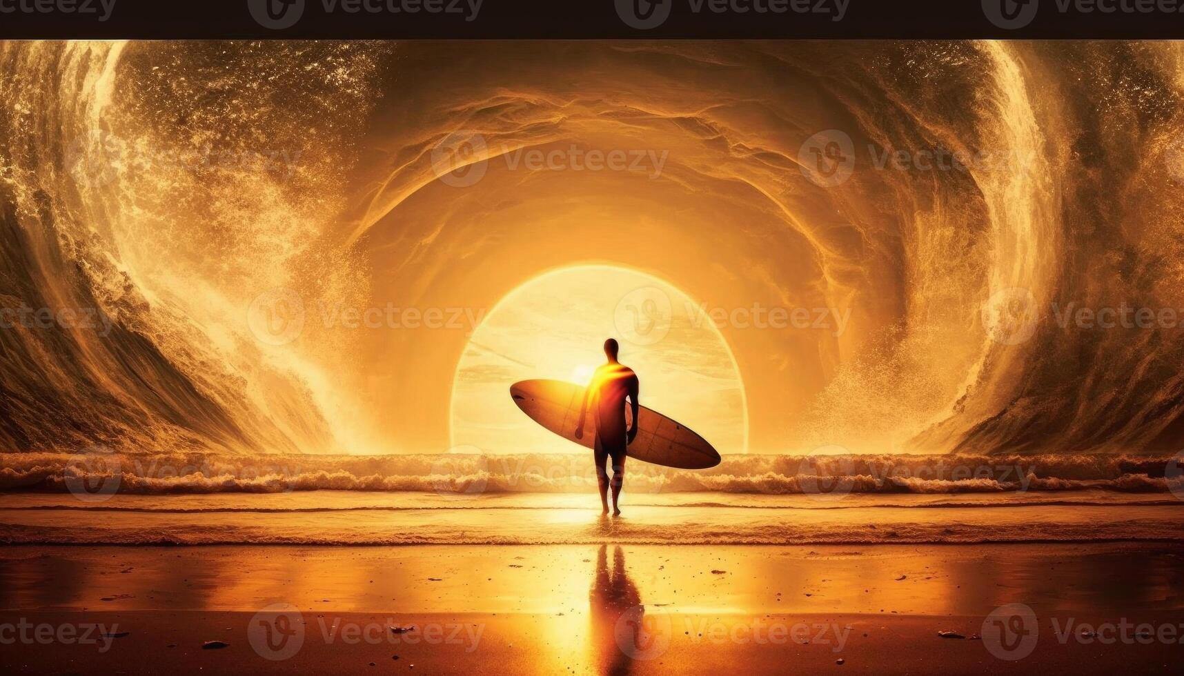 surfer carry a surf board on the beach photo